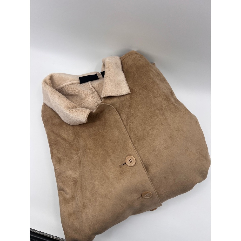 Avenue Tan Faux Suede Sherpa Lined Blazer Jacket  Women Plus‎ Size 30/32
